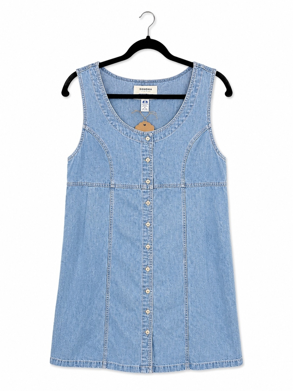 Marsh Landing 100% Cotton Denim Button-Front Tank Dress